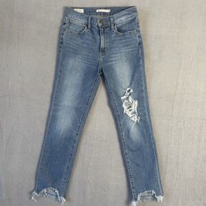 Levi's 724 High Rise Straight Jeans Womens 26 Distressed Raw Hem Denim